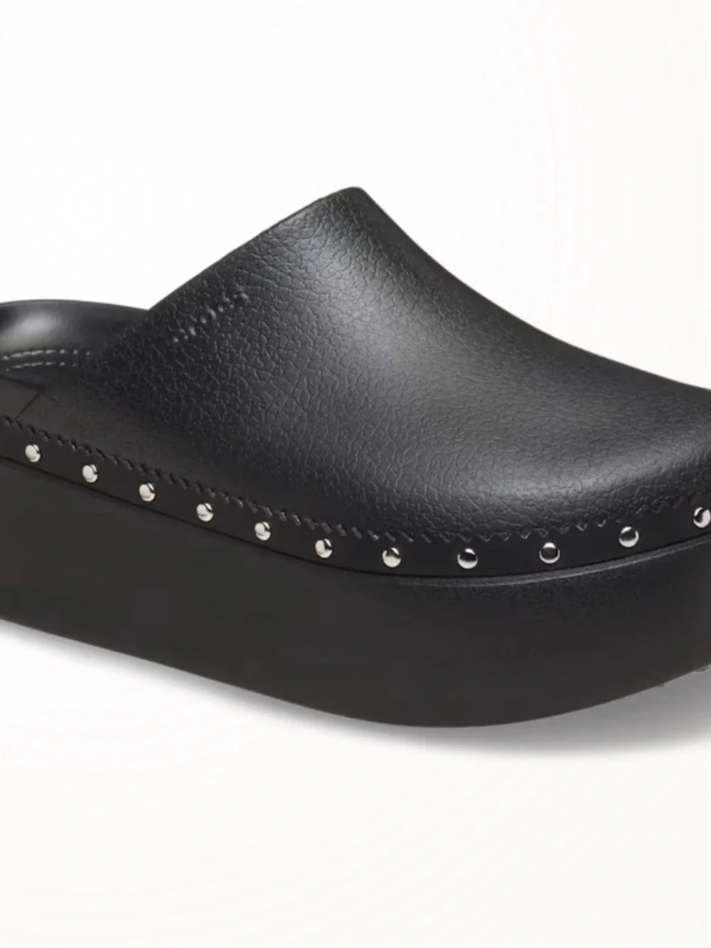CROCS Black Platform Clog with Silver Stud Accents - Picture 6 of 7